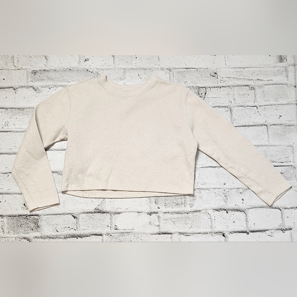 Zara Cream Ribbed Cropped Sweater - Picture 3 of 7